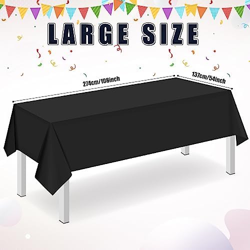 32 Pack Black Plastic Tablecloth for Rectangle Tables, Premium Decorative Black Disposable Table Cloths for Parties, Bulk Rectangle Party Table Cover for Birthday, Wedding, Anniversary, 54 x 108 Inch - Image 2