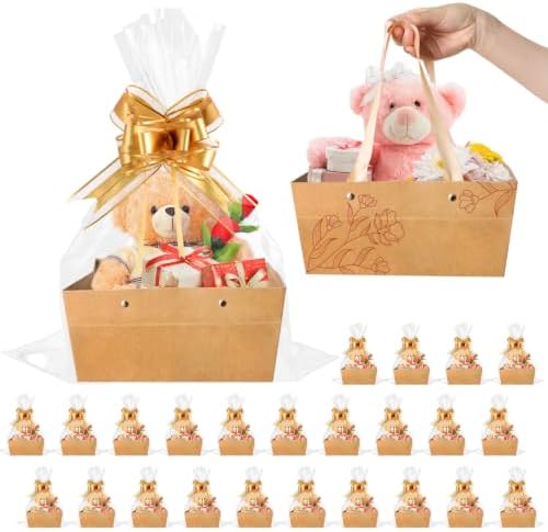 24 Pcs Basket for Gifts Empty Kraft Empty Gifts Baskets with Handle by Unknown