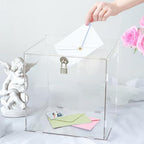 Pure Clear Acrylic Card Box with Slot & Lock, DIY Large Wedding Card Boxes for Reception, Elegant Money Envelop Gift Cards Box for Party Wedding Birthday Baby Shower Graduation Table Decor by SOFARKKTPARTYCARDBOX