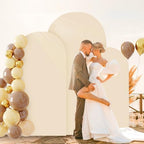 FOTSHARER Spandex Arch Backdrop Cover Set of 3 Beige Wedding Arch Cover 4FT 5FT 6FT Arch Covers for Balloon Frame Stand 2-Sided Arches Backdrop Stretchy Covers for Wedding Banquet Party Banquet Decor - Image 5