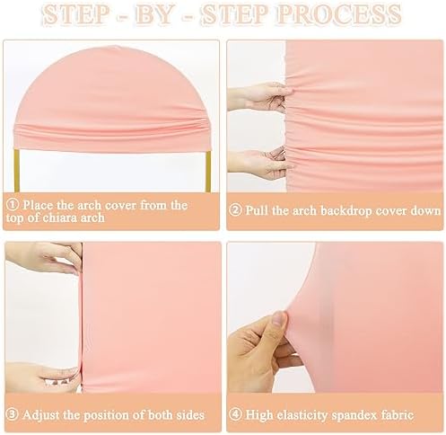 7.2FT Wedding Arch Cover Dusty Rose Spandex Fitted Arch Backdrop Cover Balloon Arch Stand Cover for Parties Round Top Chiara Backdrop Covers Arch Wall Cover for Gender Reveal Prom Decoration - Image 5