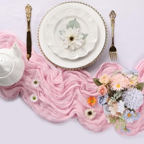 6 Pack Pink Cheesecloth Table Runner 10Ft 23 x 120 Inch - Image 3