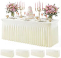 4Pack Ivory Spandex Tablecloth for 6FT Rectangle Table,Table Skirt by Baoszty