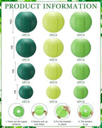 Treela 48 Pcs Paper Lanterns Party Decorations Round, Green Series - Image 3