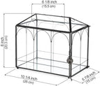Glass Cards Box with Slot & Lock - 10.2" x 5.9" x 8" Vintage Geometric, Wedding Receptions, Home Reception, Tabletop Decor, Christmas Party, Black - Slot Length 6.1 Inches - Image 4