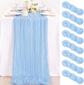 Light Blue Cheesecloth Table Runner for Baby Shower Gender Reveal, 12 Pack by MLMC