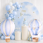 2 PCS Large Hot Air Balloon Baby Shower Decorations, Blue Hot Air Balloon Cardboard Theme Birthday Party Decor for Backdrop Yard Signs Standup Photo Booth Props by Unknown