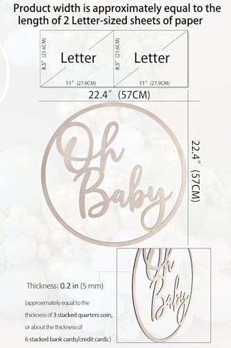 Oh Baby Backdrop Wooden Sign Round Gender Reveal Background Photo Decor - Image 3