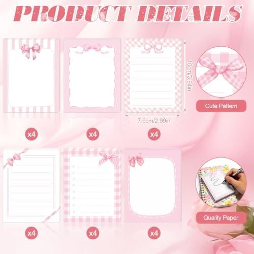 96 Pcs Pink Bow Baby Shower Favors for Guest 24 Set Bow Coquette Notebook and Pen with Keychain & Gift Bag, Girls Pink Party Supplies Bridal Shower Gender Reveal Gifts Birthday Party Decorations - Image 3