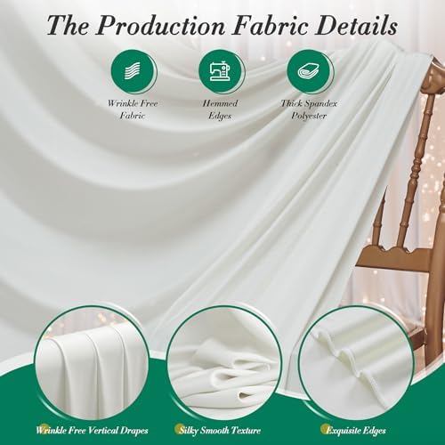 40 ft x 10 ft Wrinkle Free Ivory Backdrop Curtain for Wedding Parties, Polyester Ivory Photo Backdrop Drapes 8 Panels 5x10ft for Baby Shower Photoshoot Engagement Birthday Party Photography Background - Image 4