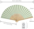 50pcs Paper Hand Fan with Organza Bags,Thank You Tag(Light green) - Image 3