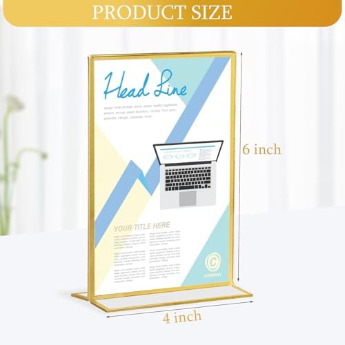 Hoteam 48 Pack 4 x 6 Inch Gold Acrylic Sign Holders, Wedding Picture Frame - Image 2