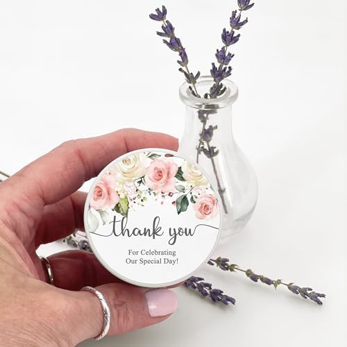 Custom Candles, Personalized Candles White and Pink Roses, Bulk Candles, Candle Favors, Candle Wedding Favors (Set of 10) (White Tin) - Image 5