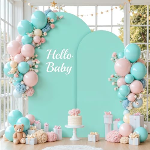 Purple and Blue Arch Cover 2 Set-7.2FT and 6FT Arch Backdrop Cover Spandex Fitted Mermaid Arch Stand Covers for Under The Sea Birthday Party Wedding Baby Shower Ceremony Photo Background - Image 4
