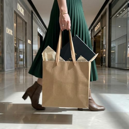 Aosric Brown Square Gift Bags with Tissue Paper, 24 Pack 8x8x8 Inch - Image 7