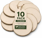 Wood Slices for Centerpieces, 7-8 Inches, Round, 10 Pack, Rustic Style, for Weddings, Baby Showers, and DIY Crafts by Unknown