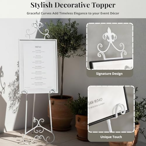 60” H White Easel Stand for Sign Metal Adjustable - Image 6