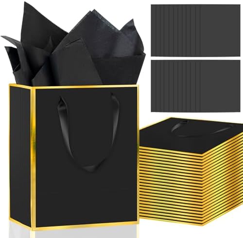 Epoesch 24 Pack Gift Bags with Handles & 24 Tissue Papers – 8x5x10 Inches by Unknown