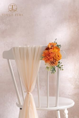 TINGE TIME Fall Artificial Flower Combo, Rose Dahlia Burnt Orange - Image 5