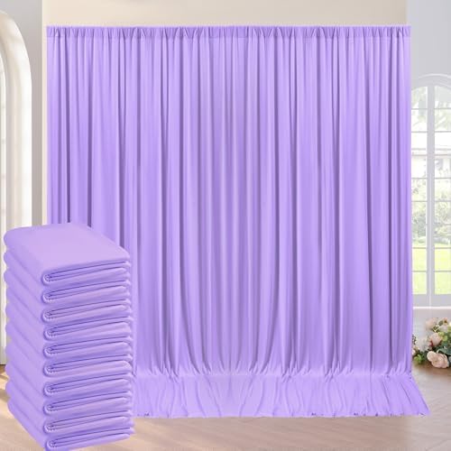 50×10 ft Lavender Wrinkle Free Backdrop Curtain for Wedding Party, 10 Panels 5×10ft Soft Silky Light Purple Lilic Backdrop Drapes for Birthday Parties Baby Shower Photo Photography Backgrounds ﻿ by ENJOYYOURPARTY