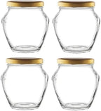 Nakpunar 4 pcs 32 fl oz Quart Glass Tureen Jars with Gold Plastisol Lined Lids - Made in Italy by Nakpunar