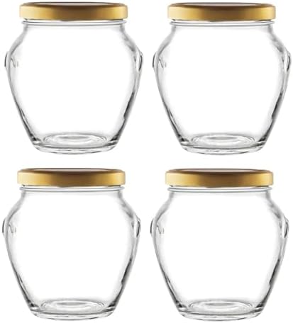 Nakpunar 4 pcs 32 fl oz Quart Glass Tureen Jars with Gold Plastisol Lined Lids - Made in Italy by Nakpunar
