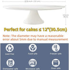 12 Inch Round White Ceramic Cake Stand, Decorative Cupcake Stand, Dessert Display Plates for Snacks and Cookies, Baby Shower, Birthday, Wedding Party Decor - Image 2