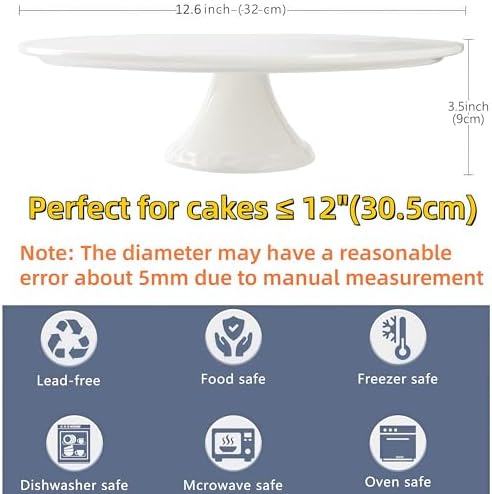 12 Inch Round White Ceramic Cake Stand, Decorative Cupcake Stand, Dessert Display Plates for Snacks and Cookies, Baby Shower, Birthday, Wedding Party Decor - Image 2