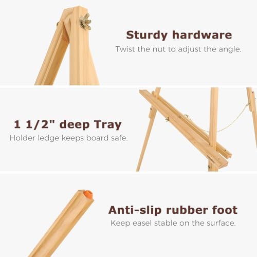 VISWIN 3Pcs 63" Easel Stand for Wedding Signs, Adjustable Wooden Display Easel with Holder, Tripod Floor Easel for Welcome Board, Poster, Picture, Photos, Paintings - Natural - Image 3