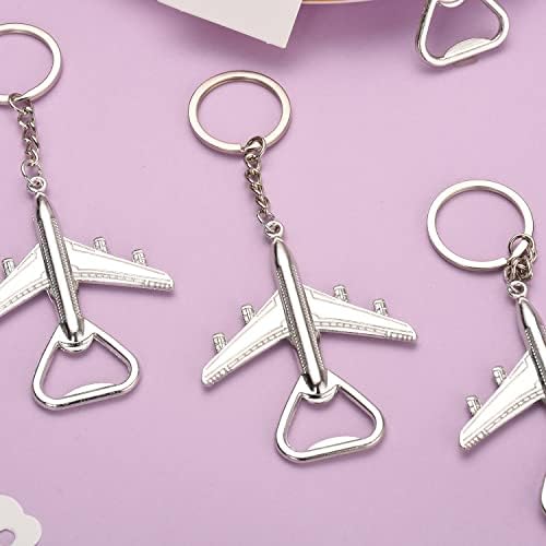50PCS Airplane Bottle Opener Keychains for Wedding or Bridal Shower Favors, Gifts, Souvenirs to Guests (Silver) - Image 7