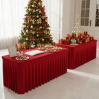 2 Pack Red Tablecloths Spandex Table Covers 6ft for Christmas Decor - Image 4