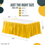 Exquisite Yellow Table Skirt 24 Pack - Disposable Plastic Table Skirts for Rectangle Tables 6ft 8ft & Round Tables - 29in x 14ft Self-Adhesive Strip - Birthday Wedding Gender Reveal Decor - Image 4