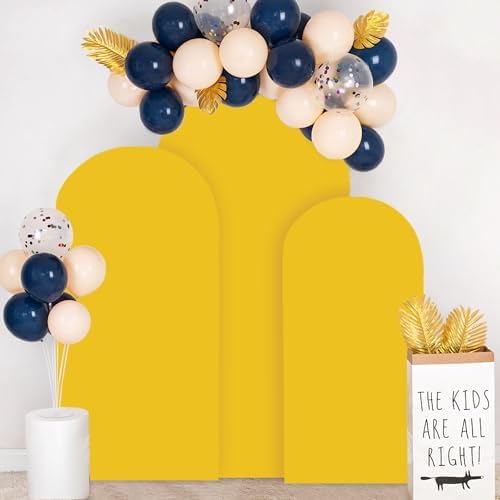 FOTSHARER Gold Wedding Arch Cover Set of 3 Arch Cover Backdrop Fabric 4FT 5FT 6FT Spandex Round Top Arch Covers for Bolloon Arch Stand Covers Frame Arch Backdrop Cover Set for Baby Shower Parties - Image 4
