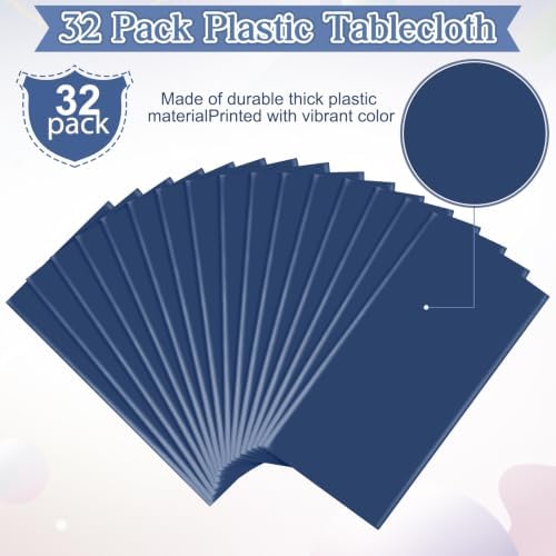 32 Pack Navy Blue Plastic Tablecloth for Rectangle Tables, Premium Decorative Navy Blue Disposable Table Cloths for Parties, Rectangle Party Table Cover for Birthday Wedding Banquet Event, 54x108 Inch - Image 4