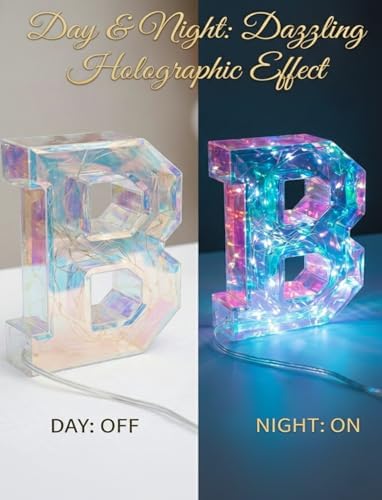 AceList Iridescent Baby Marquee Letters for Baby Shower - 7.87 Inch Light Up Sign for Table Centerpiece & Backdrop, Holographic 70 LED Decor for Gender Reveal, Nursery Room, Birthday Party Supplies - Image 3