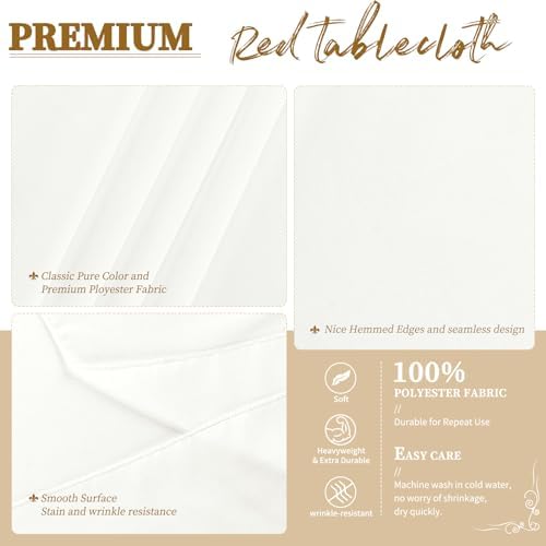YMHPRIDE 6 Pack Round Tablecloth Ivory Tablecloths 90 Inch Polyester Round Table Cloth,Ivory Tablecloth Round 90 inch Washable Fabric Table Covers for Wedding,Party,Dining,Banquet - Image 3