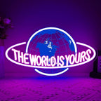 The World is Yours Neon Sign, Led Neon Light Signs for Game Room Wall Decor Gaming Planet LED Light up Sign Lamp for Man Cave Party Bedroom Bar Birthday Gamer Gift Dimmable USB Powered(16.2"*9.5") - Image 6