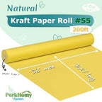PerkHomy 36" x 2,400" (200') Lemon Yellow Kraft Paper Roll for Craft Bulletin Board Paper Art Table Covering Crafting Gift Wrapping Bouquet Packing Parcel 80GSM 55LB (Lemon Yellow, 36" x 200') - Image 2