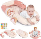 4 in 1 Tummy Time Mat with Educational Cards, Play Mat & Sitting Support for Newborn 0-12 Months, Infant Baby Sit Me Up Floor Seat, Sensory Skills Gifts, Rainbow by Unknown