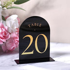 UNIQOOO Black Arch Wedding Table Numbers with Stands 1-20, Gold Foil Printed 5x7 Double Sided Acrylic Signs and Holders, Perfect for Centerpiece, Reception, Decoration, Party, Anniversary, Event - Image 6