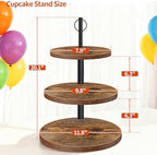 Cupcake Stand, 3 Tier Cake Stand Rustic Dessert Table Display Set, 3 Pack - Image 3