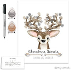 Neutral Deer Theme Fingerprint Poster for Woodland Baby Shower Guestbook Alternative, Hunting Theme Thumbprint Tree, Deer Head, Neutral Woodland Baby Shower Ideas (11x14 Inches, Neutral) - Image 6