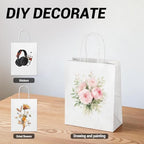 bagmad 100Pcs Pack 8x4.75x10 inch Medium White Kraft Paper Bags with Handles Bulk, Gift Bags, Craft Grocery Shopping Retail Birthday Party Favors Wedding Sacks Restaurant Takeout, Business (100) - Image 5