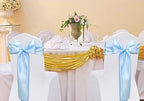 Pack of 50 Satin Baby Blue Chair Sashes Bows 7 X 108 Inch Universal Gold Chair Ribbons for Wedding Ceremony Party Banquet Event Chair Decorations - Baby Blue Chair Sashes 50 Pack - Image 3