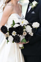 Serwalin Artificial Flowers Black and White Silk Flowers for Wedding Decor - Image 4