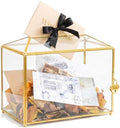 Wedding Card Box with Slot and Lock, 10.2'' Glass Card Boxes for Reception, Gold Decorative Card Holder, Clear Reusable Keepsake Storage for Wedding, Party, Baby Showers, Tabletop Decor by Unknown