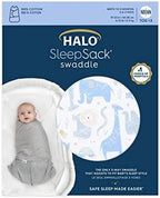 HALO 100% Cotton Sleepsack Swaddle, 3-Way Adjustable Wearable Blanket, TOG 1.5, Blue Safari, Newborn, 0-3 Months - Image 2