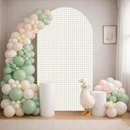 Silly Goose Arch Backdrop Cover Plaids Gingham Stretchy Spandex Arch Stand Cover for Girl Boy 1st Birthday Party Easter Baby Shower Decoration (7.2FT,Tan) by HISDH