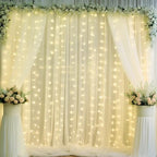 10ft x 10ft Beige Chiffon Backdrop Curtain with Lights String for Parties,2 Panels Sheer Chiffon Curtain Wedding Backdrop with Lights for Baby Shower Birthday Party Ceremony Reception Home Decorations - Image 4