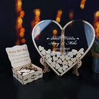 Wedding Guest Book Alternative with Box and Small Hearts,Personalized Heart Drop Guest Sign for Rustic Wedding Decorations,Anniversary(style11, Heart) - Image 6